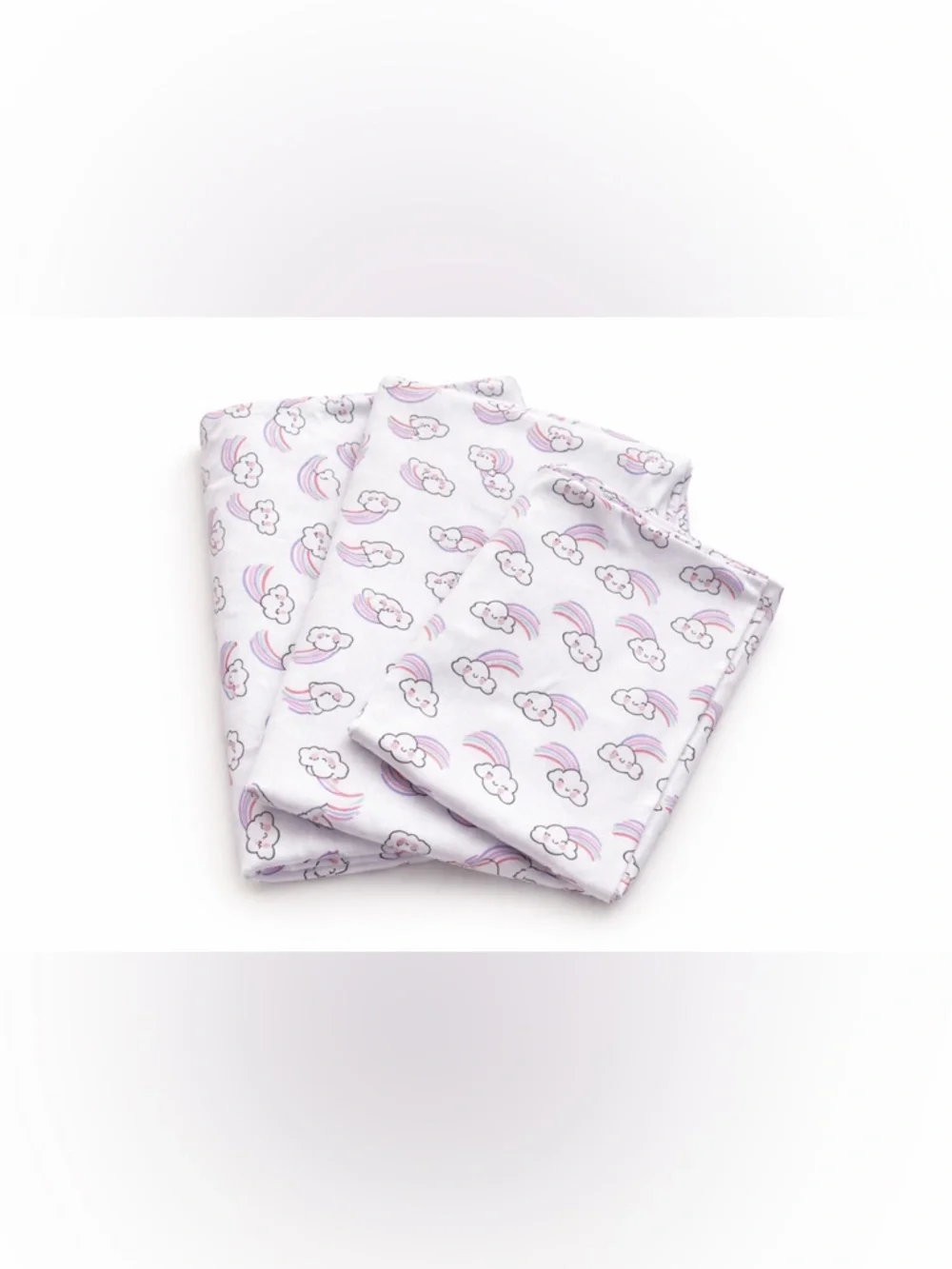Twin Sheet Set Kids Rainbow Cloud Print White Bedding Cute Girls Soft